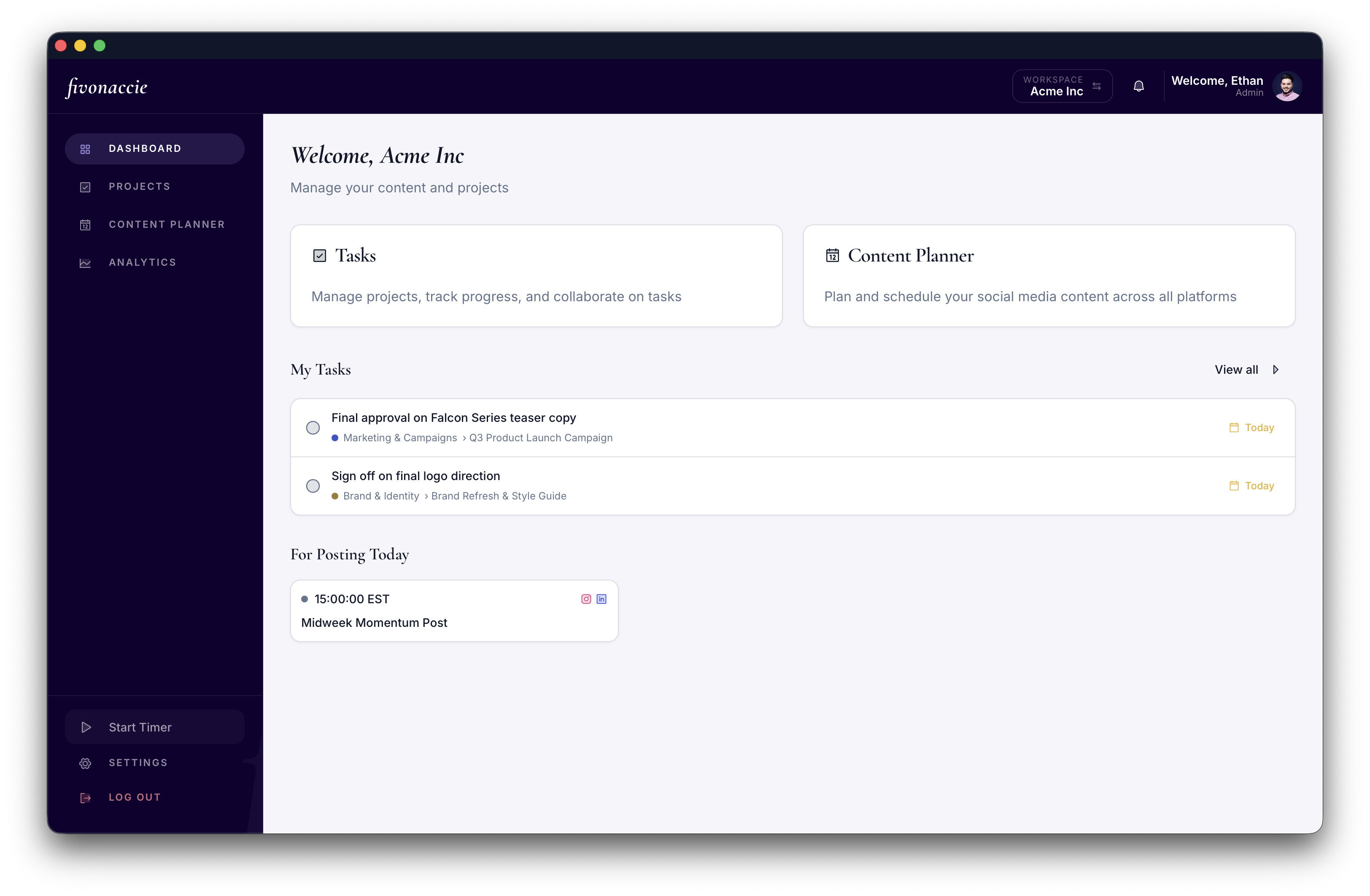 Creator Studio dashboard showing tasks due today and a post scheduled for 15:00 EST